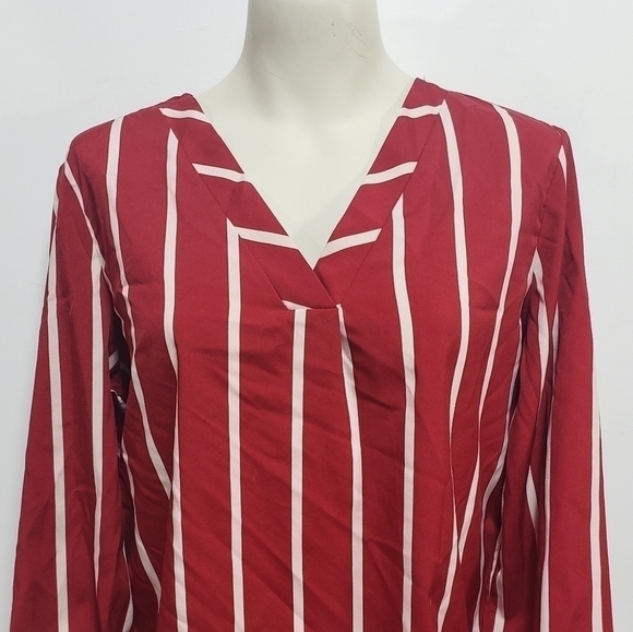SHEIN Red and White Stripped Long Sleeve Blouse - Picture 3 of 6